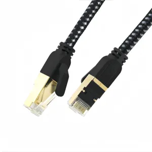 网络电缆8类以太网电缆颜色FTP Rs485至以太网电缆34awg SSTP超薄互联网Rj45类8 1m 2m 3m 5m黑色