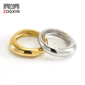 Zogxin Stainless Steel Fashion <b>Ring</b> Gold <b>Silver</b> Unisex Daily Wear Geometric Shape <b>Plain</b> Jewelry ZR839G - Product Image 1