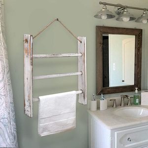 Porte-échelle en <span class=keywords><strong>bois</strong></span> à 3 niveaux pour essuie-mains et couvertures pour salle de bain ou salon - Product Image 4