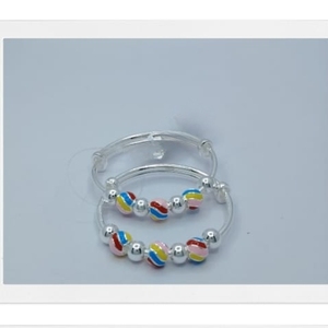 Pulseras infantiles ajustables de plata de ley 925 con esmalte colorido, joyería tradicional de plata, regalo. - Product Image 1