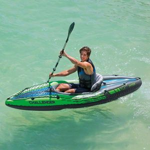 Intex 68305 Challenger <span class=keywords><strong>K1</strong></span> One Person Canoe Raft PVC Inflable pedal Kayak hausboot - Product Image 3