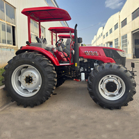 Tracteur agricole 4x4 de 100 CV avec motoculteur, charrue, moteur, boîte de vitesses et pompe pour l'agriculture du blé, du riz et du maïs, cabine diesel robuste