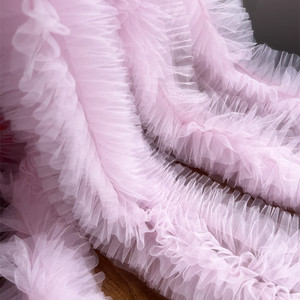 Dentelle en organza <span class=keywords><strong>3D</strong></span> cryptée, nouvelle, en gros, avec bordure plissée et maille ondulée pour robe Lolita, accessoires vestimentaires et décoration - Product Image 2