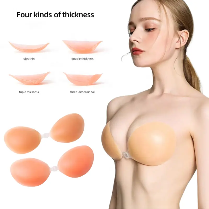 Hızlı teslimat Push Up yapıştırıcı silikon yapışkan sutyen kullanımlık Backless görünmez sütyen silikon sutyen için askısız Backless elbise