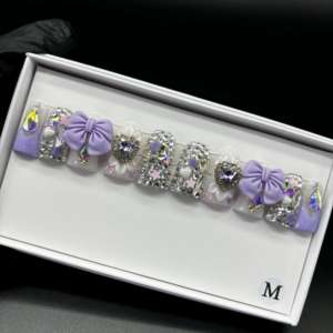 <span class=keywords><strong>Uñas</strong></span> Postizas 3D con Diseños Mixtos, <span class=keywords><strong>Uñas</strong></span> Acrílicas de Lujo con Brillantina y Diamantes de Imitación, Reutilizables, Cobertura Completa, con Pegamento, 10 Piezas, para Mujeres, Uso Diario, Fiestas, Bodas - Product Image 4