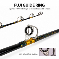 Caña de Pescar para Agua Salada, Pesca en Alta Mar, FUJI Guide, Jigging Pesado, Arrastre Máximo 26KG - 46KG, 1.8m 2.1m 2.4m 2.7m, para Atún y Marlín