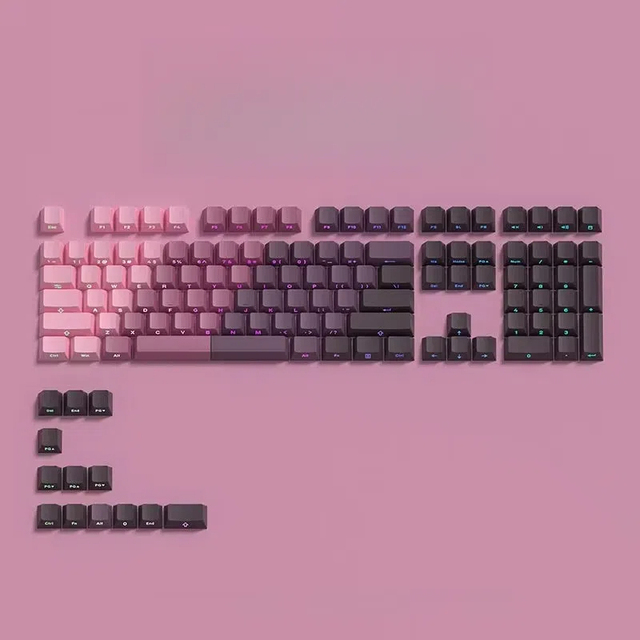 Pink Gradient PBT Keycap 121 Keys Custom Keyboard Keycaps for Cherry MX Switch Mechanical Keyboard 61/64/84/87/104/108 Layout