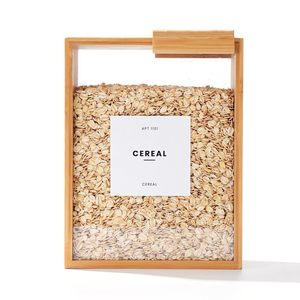 <b>Bamboo</b> Grain Storage Box Rectangle Airtight Kitchen Food <b>Container</b> Natural Wood Color 22x17x8cm Single Compartment Simple Style - Product Image 2