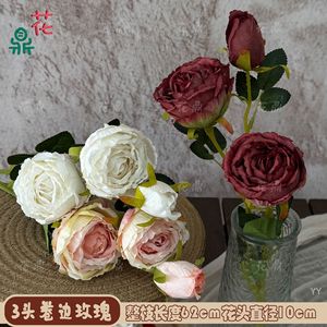 Rose artificielle Hua Ding en soie à 3 têtes pour la décoration de mariage et de la maison, style moderne - Product Image 2