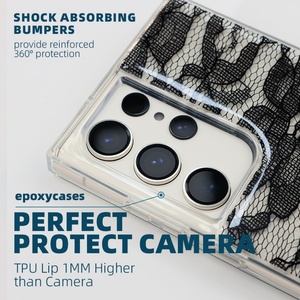 Housse en tissu pour téléphone portable pour Samsung pour Galaxy S24 Ultra Étui en TPU Dentelle Étui de téléphone pour Samsung S22 Ultra Étui transparent antichoc - Product Image 2