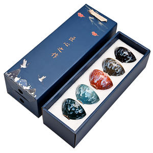 Juego de Tazas de Té de Cerámica Tianmu, Diseño de Mármol, Cinco Elementos, Caja de Regalo, Origen Dehua, Estilo Tradicional Chino - Product Image 5