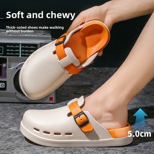 Nuevas <span class=keywords><strong>sandalias</strong></span> de verano estilo <span class=keywords><strong>Crocs</strong></span> de punta cerrada para <span class=keywords><strong>mujer</strong></span> y hombre, con suela gruesa, cómodas, antideslizantes, impermeables para interior y exterior, con plataforma. - Product Image 1