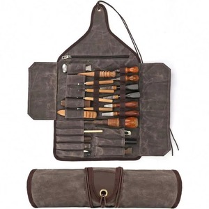 Échantillon gratuit : Sac de transport décontracté en toile cirée, 25 poches, pour ciseaux de sculpture sur bois, pochette à outils multi-usages avec fermeture éclair - Product Image 1