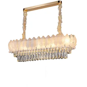 Villa Mansion, accesorios de iluminación de clase transparente, candelabro ovalado de cristal de lujo moderno para comedor
