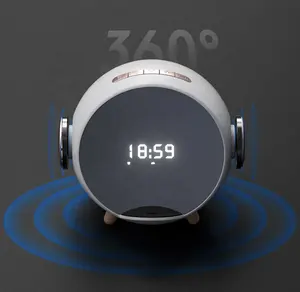 Q8 اللاسلكية شحن ساعة تنبيه الذكية المنزل مكبر صوت لاسلكي محمول مرآة مكتب حامل هاتف إدراج TF بطاقة U القرص الموسيقى اللعب الساعات