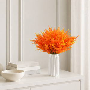 Elegant Faux Autumn Foliage <b>Stems</b> 2027 Orange Red Eucalyptus Grass for Vase Filler Home Harvest Celebration Decor - Product Image 4