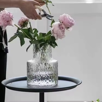 Vase de table contemporain en verre cristal pour fleurs fraîches, bambou porte-bonheur et culture hydroponique, style vintage, vente en gros, pour la décoration intérieure
