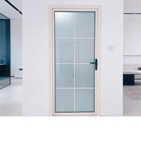 Porte battante en aluminium Aomeja au design moderne, verre dépoli, étroite, bien étanche, garantie 5 ans, pour salle de bain/WC/toilettes, intimité garantie