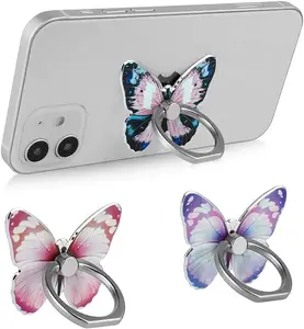 Butterfly Cell Phone Ring Holder 360 Rotation Finger Stand Metal Kickstand Universal Compatible with smart phones