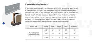 J Weep Low Back pour ouvertures de fenêtres et de portes, mur extérieur, EIFS, finition stuc, drainage, membrane d'étanchéité - Product Image 5