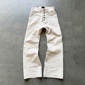 Custom Designer Selvedge Raw High Waist Denim Pants Heavyweight <b>Men</b> <b>Jeans</b> High Quality Straight Leg <b>Flared</b> Designer <b>Jeans</b> Baggy - Product Image 2