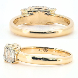 Anillo de Compromiso con Diamante Cultivado en Laboratorio Cuadrado Personalizado, Joyería de Diamante de Laboratorio de Tres Piedras, Anillo de Diamante Cultivado en Laboratorio de <span class=keywords><strong>18K</strong></span> - Product Image 3