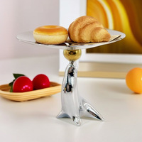 Plateau simple en acier inoxydable argenté effet miroir, forme polygonale, design moderne, qualité alimentaire, compatible lave-vaisselle, portable, pour desserts