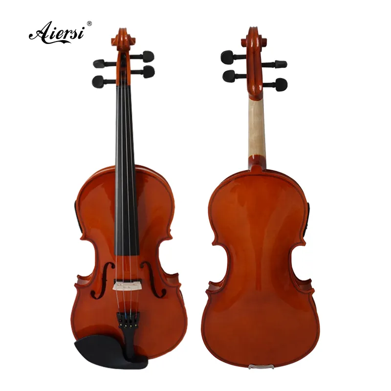 Antique brown macchia reale abete e acero fiamma della pelle 4/4 pratica compensato violino con 2-Band pick-up