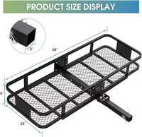 Panier pliant pour porte-bagages d'attelage de remorque robuste. Porte-bagages de voiture, barre de remorquage à fixation via l'attelage, convient pour une utilisation sur le toit.