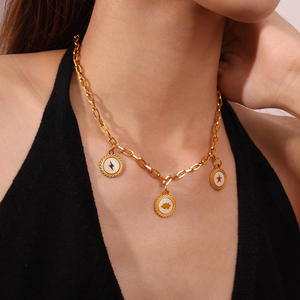 Ciondoli in Acciaio Inox Placcato Oro 18K con Madreperla, Pendenti a Forma di Farfalla, Stella, <span class=keywords><strong>Sole</strong></span>, Cuore, Luna e Croce - Product Image 4