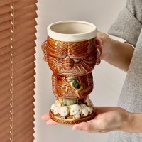 Mug Tiki Hawaïen Créatif en Céramique – Tasse Zombie Rétro pour Cocktails – Vaisselle pour Bars Tropicaux, Fêtes, Restaurants, Hôtels – Vente en Gros