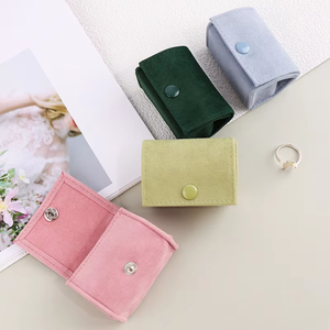<b>Mini</b> Suede Ring Jewelry <b>Box</b> Custom Logo Snap Button Portable <b>Storage</b> Case for Proposal Wedding - Product Image 5