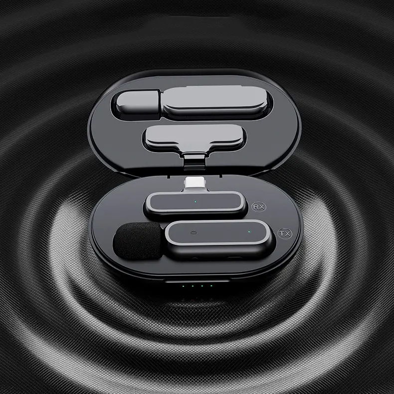 Microfono lavalier wireless professionale a distanza ricaricabile da 2.4Ghz adatto per telefoni Android iPhone