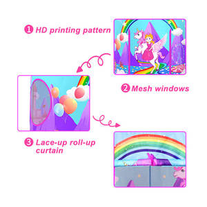 Château de princesse arc-en-ciel coloré Yurt Jeu de rôle intérieur pour filles Château de licorne de dessin animé Jeu de tente pour enfants - Product Image 4