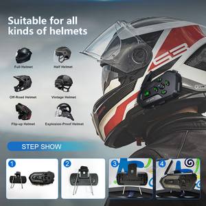 Casque de moto X2-PRO étanche avec partage de musique sur plusieurs appareils, interphone 6 motards 500M, casque à réponse automatique - Product Image 3