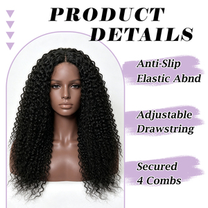 Perruque bandeau Jerry Curly pour femme, cheveux humains brésiliens vierges, sans colle, avec ligne de cheveux naturelle, pour usage quotidien - Product Image 5