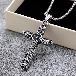 Stainless Steel <b>Cross</b> Pendant Unisex Geometric Asymmetry Design Necklace For Men And Women - Product Image 2