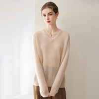 Suéter de Cachemir 100% con Cuello en V para Mujer, Ropa Casual