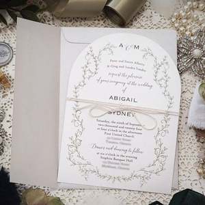 Suite d'invitations de mariage personnalisées imprimées en typographie avec papier fantaisie et carton, vente en gros, révision de conception gratuite pour les organisateurs d'événements - Product Image 5