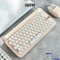 Lofree mesin tik LED untuk wanita, mesin tik permainan kantor lampu latar LED gaya sederhana mekanis Keyboard BT nirkabel titik teh susu