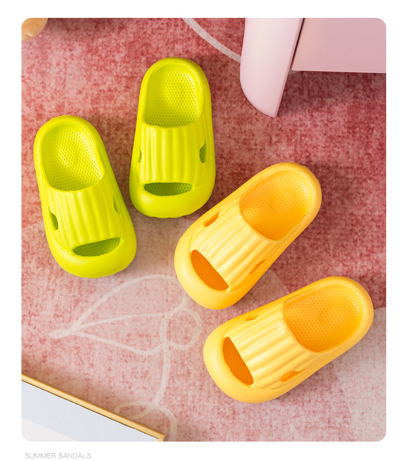 Children's Slippers Summer Solid Color Thick Sole Non-slip Bathroom Indoor Slides Slippers