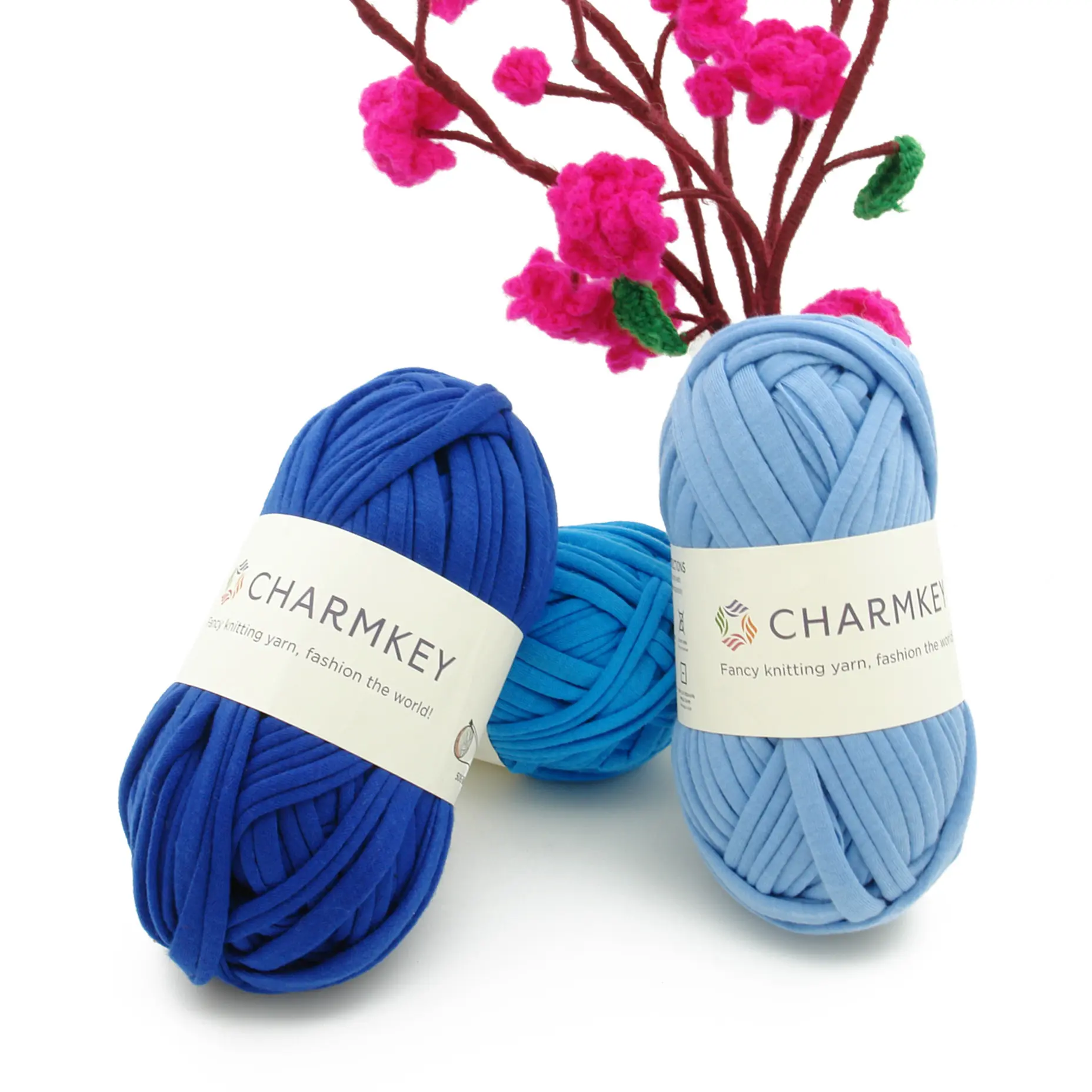 Many fashion colors t-shirt fabric yarn for crocheting