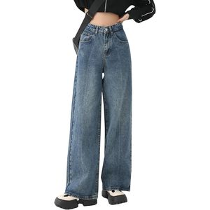 Pantalones vaqueros rectos holgados de pierna ancha de cintura alta 2025 para mujer, pantalones vaqueros holgados transpirables pequeños para novio y mamá estilo Y2K - Product Image 1