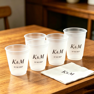 แก้วพลาสติกใส PET สำหรับเครื่องดื่มเย็นและกาแฟ ขนาด 8 10 12 14 16 32 ออนซ์  พร้อมฝาปิด  รับพิมพ์โลโก้ตามสั่ง ขายส่ง  ขนาด 9 ออนซ์  แบบใช้แล้วทิ้ง ทำจากวัสดุ PLA - Product Image 1