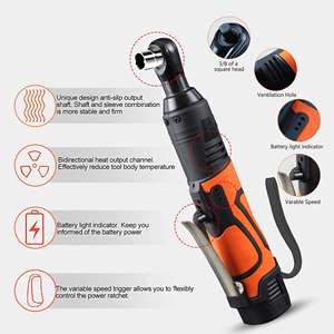 Chiave a Cricchetto Elettrica Senza Fili con Testa Quadrata da 3/8, Batteria al Litio Ricaricabile, Chiave Dinamometrica ad Angolo Retto di 90 Gradi, Utensile a Impatto - Product Image 5