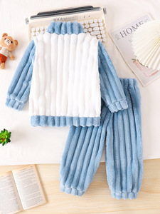 Ensemble de vêtements d'intérieur chauds pour enfants en flanelle épaisse à fermeture éclair et pantalon, motif dessin animé, pour l'automne et l'hiver - Product Image 2