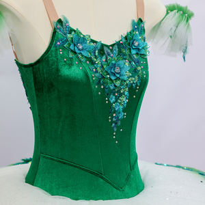 Tutú de Ballet Profesional Verde Esmeralda para Mujer, Bordado a Mano con Flores, Disfraz Clásico de Bella Durmiente para Adultos - Product Image 6