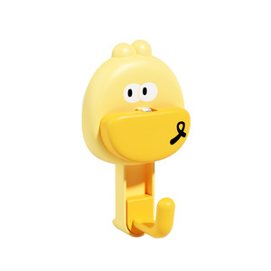 Cartoon Suction Cup <b>Hook</b> <b>Wall</b> Mounted Removable Hanger For Kitchen Bathroom Decorative <b>Hooks</b> Little Yellow Duck And White Bear - Product Image 5