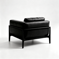 Fauteuil d'appoint moderne en cuir PU noir, structure en bois massif, chaise longue individuelle minimaliste, garantie 5 ans pour salon et hôtel