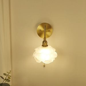 NEW French Style <b>Light</b> Luxury Rose Bedroom Bedside Lamp Simple European Style Retro <b>With</b> <b>Switch</b> Nordic Glass <b>Wall</b> Decoration - Product Image 4